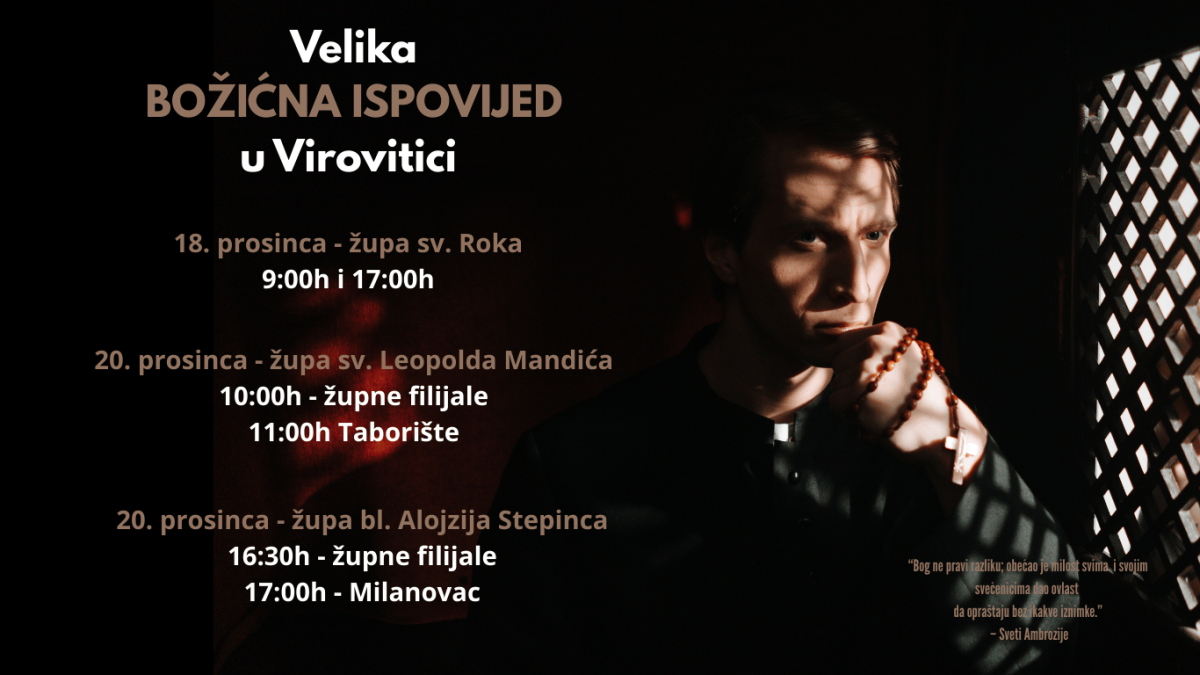 Raspored božićnih ispovijedi u Virovitici